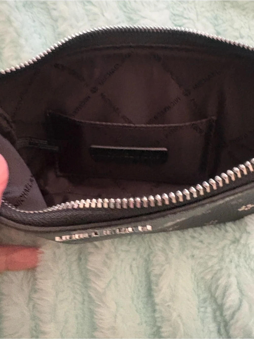 Michael Kors Black Floral-Accent Wristlet Clutch